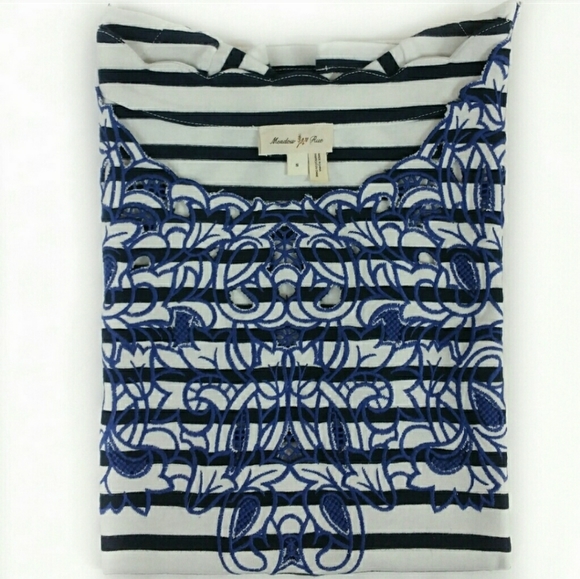 Meadow Rue Palermo Striped Embroidered Tee (B) - Picture 3 of 8